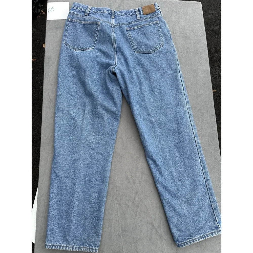 VTG 90s Lands' End Square Rigger Plaid Flannel Lined Jeans Denim Mens 36x31.5
